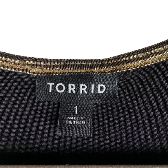 Torrid Liquid Shine Surplice Peplum Top Gold Size 1 - Picture 2 of 7